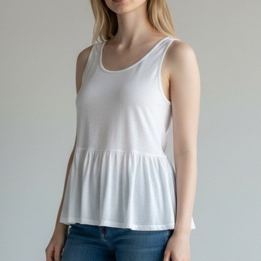 Freebird White Layered Tank Top Keyhole Tie Back Sleeveless Boho Sz Small